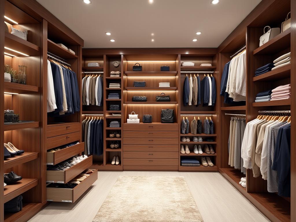 Luxury closet organization with custom storage solutions